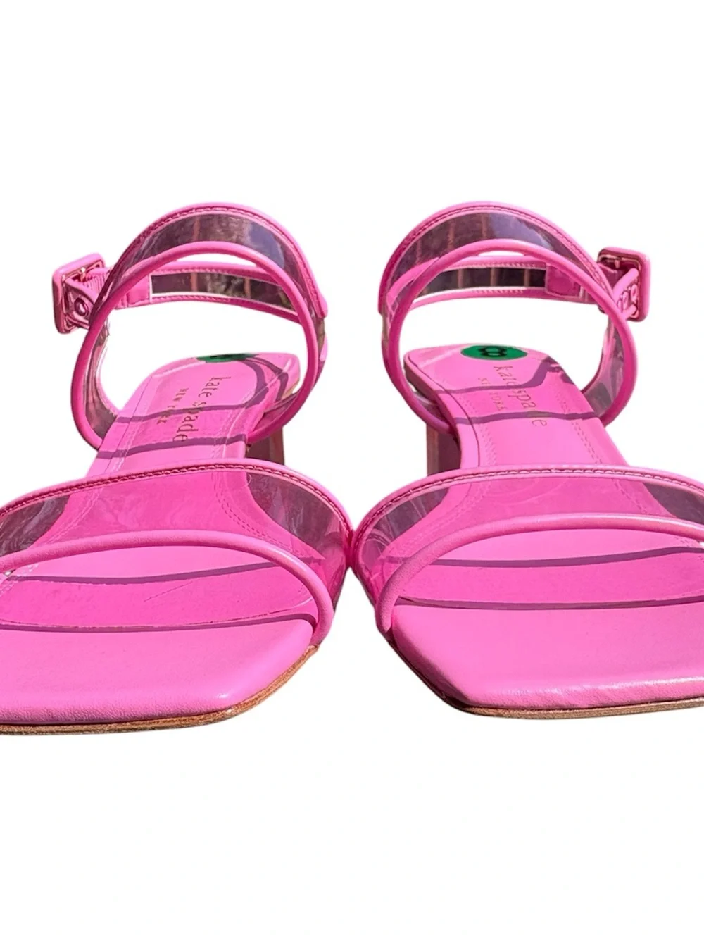 kate spade Milani Lucite Dress Square Toe Sandals Heels Carousel Pink